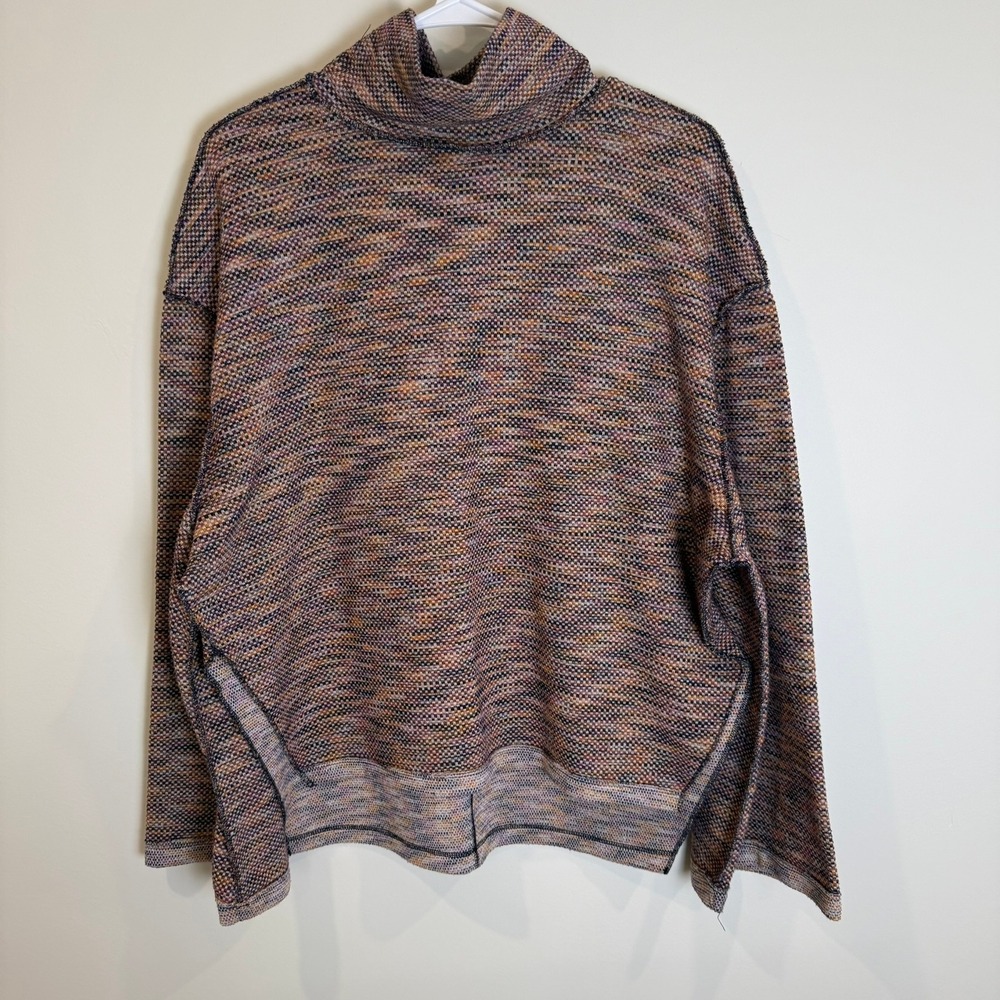 We The Free Women's Knit Pullover Turtleneck Sweater Medium Orange Purple